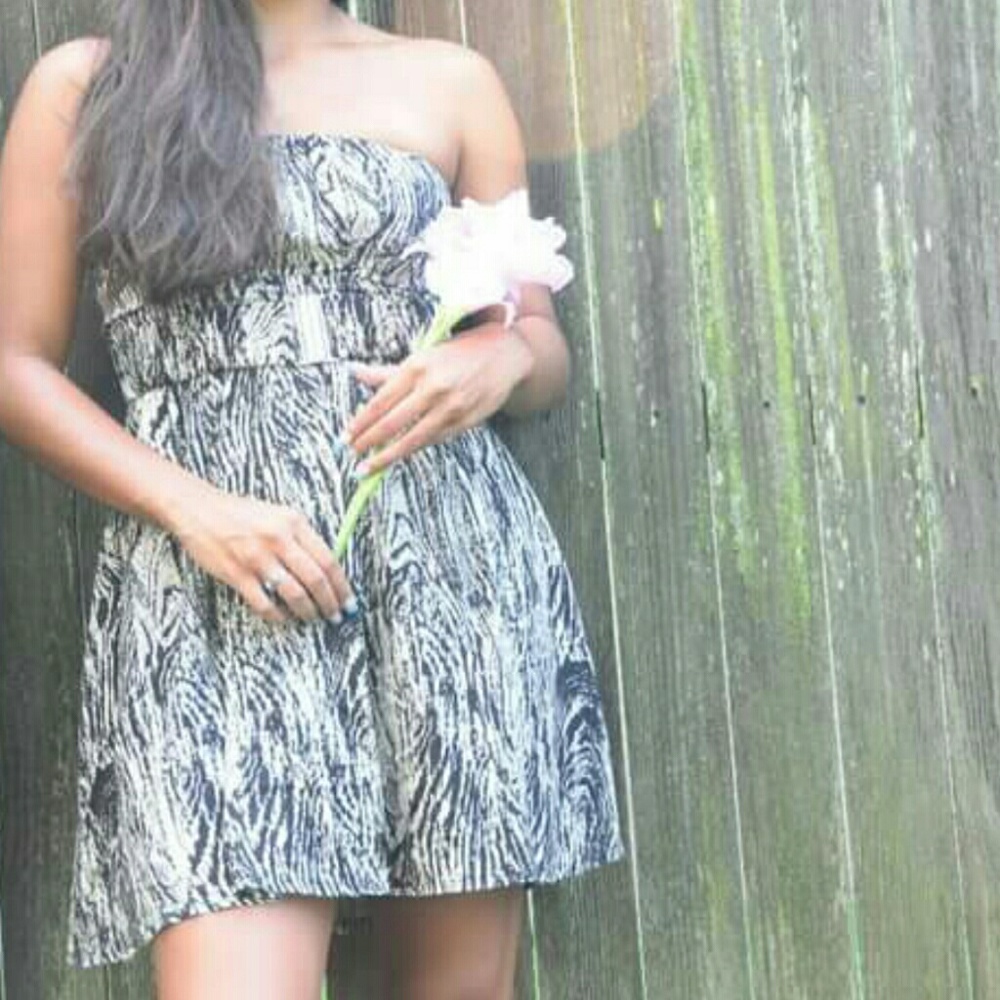 Strapless Black & White Dress